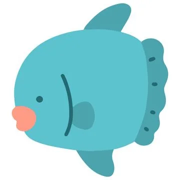 Blue flat color Ocean Sunfish Stock Illustration