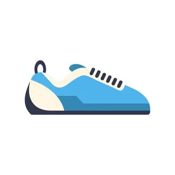 Blue flat design climbing shoe on white background Stock Illustration