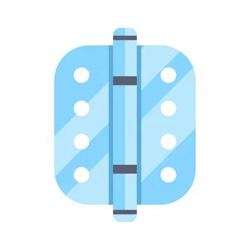 Blue flat door hinge hardware vector icon Stock Illustration