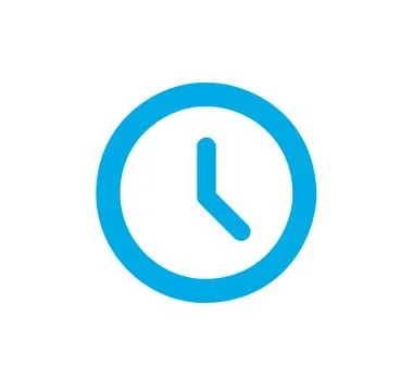Blue flat icon of clock isolated on white background Stock Illustration