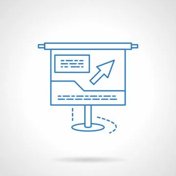 Blue flat line online presentation vector icon Stock Illustration