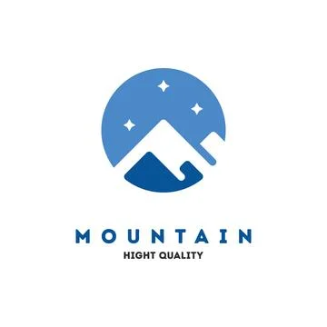 Blue Flat Mountain Logo Stock Illustration