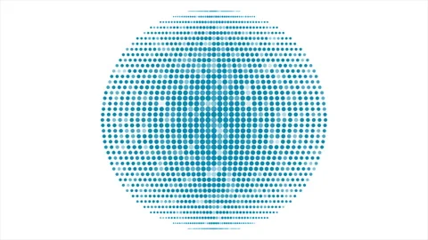 Blue flat sphere of tech halftones dots abstract minimal motion background Stock Footage 297100321