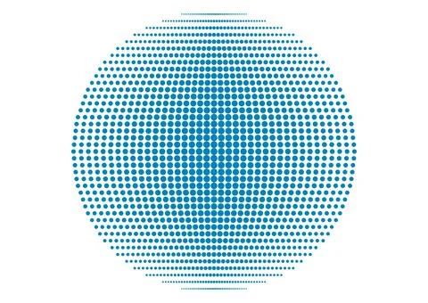 Blue flat sphere of tech halftones dots abstract minimal background イラスト素材