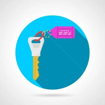 Blue flat vector icon for key with label Single round flat vector icon for... Stock Photos