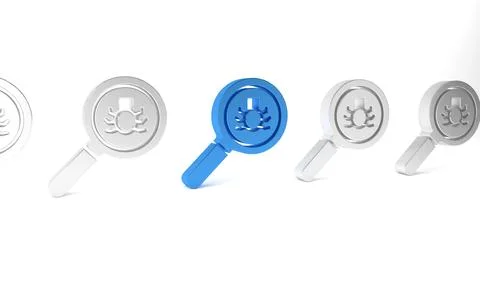Blue Flea search icon isolated on white background. Minimalism concept. 3D .. 스톡 일러스트