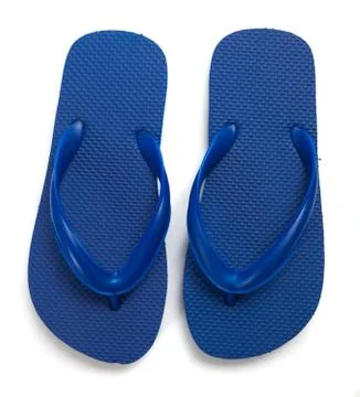 Blue flipflops on a white background Stock Photos