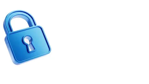 A blue floating lock isolated on white with copy space Stock Footage 339340977