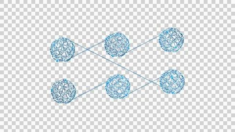 Blue Floating Neural Cell Network Isolated on Transparent Background Stock Illustration