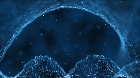 Blue Floating Particle Ribbon Arc - Futuristic Abstract Curve Animation Stock Footage 323002659