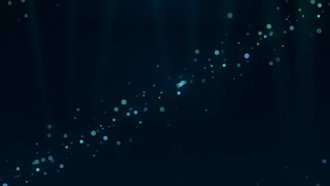 Blue floating particles and light rays on dark background Stock Footage 335862565