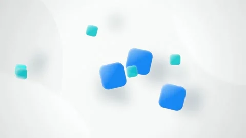 Blue floating tiles seamless loop motion background Stockbeeldmateriaal 345289213