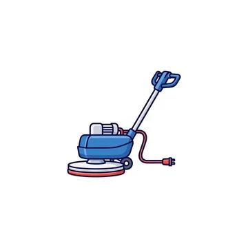 Blue floor buffer polisher machine with cord and handle with the machine has  스톡 일러스트