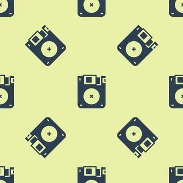 Blue Floppy disk for computer data storage icon isolated seamless pattern on  イラスト素材