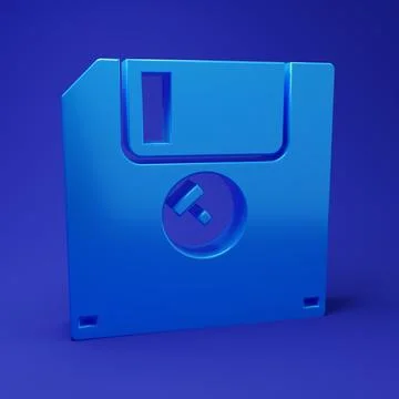 Blue Floppy disk for computer data storage icon isolated on blue background.. Stockillustratie