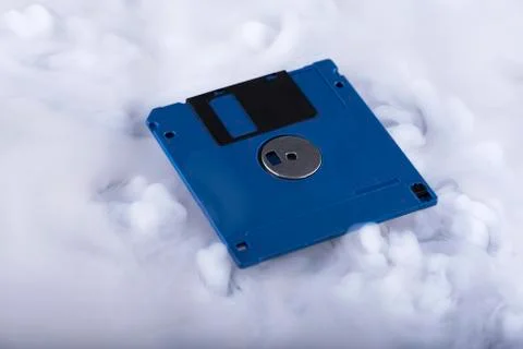 Blue floppy disk. Retro and old fashioned Stock Photos