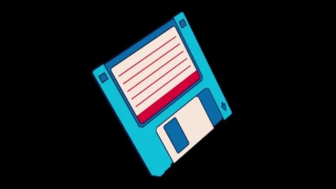 Blue floppy disk rotating 3d loop animation on black background. Stock Footage 317315394