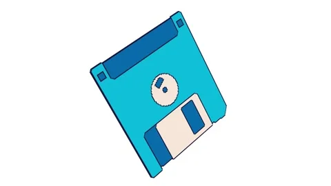 Blue floppy disk rotating 3d loop animation on white background. Stock Footage 318144130
