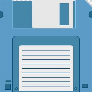Blue floppy disk showing classic data storage medium from past technology w.. Stock Illustration