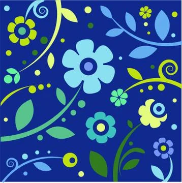 Blue floral background Stock Illustration