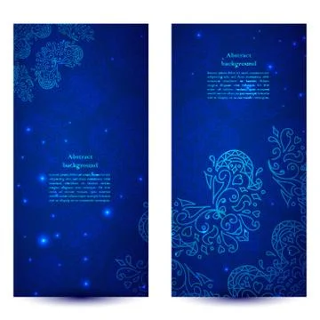 Blue floral banners イラスト素材