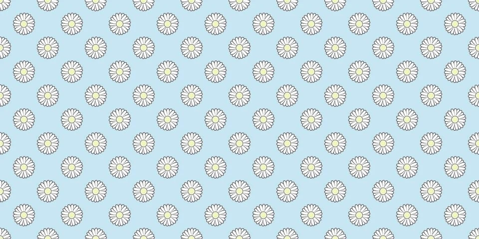 Blue floral daisy repeat pattern, flower vector background Stock Illustration