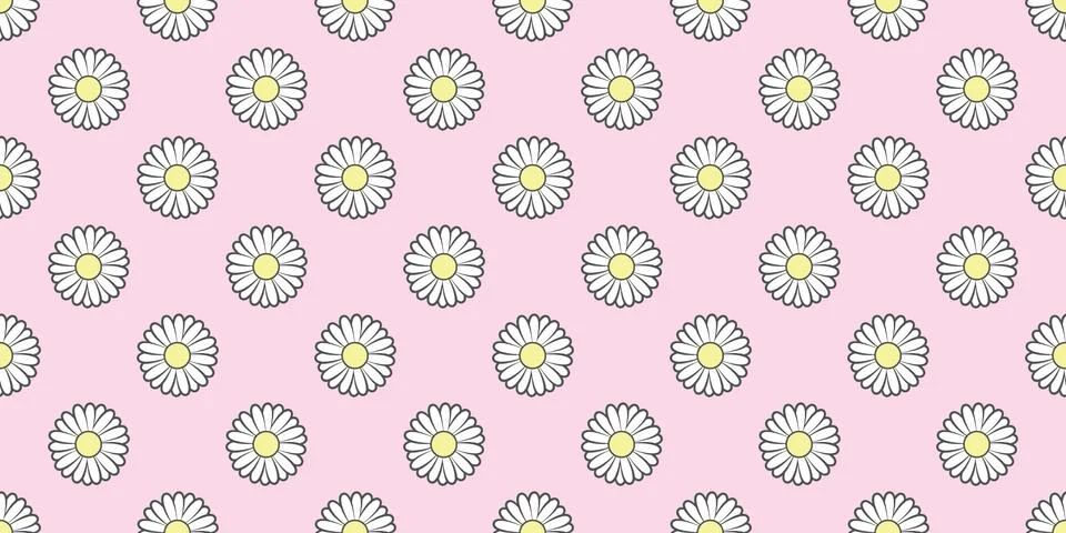 Blue floral daisy repeat pattern, flower vector background Stock Illustration