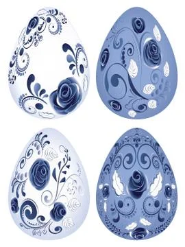 Blue Floral Easter Eggs Illustrazione stock
