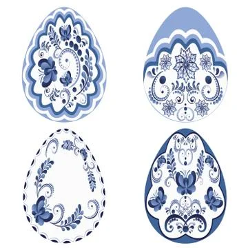 Blue Floral Easter Eggs イラスト素材