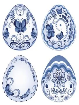 Blue Floral Easter Eggs イラスト素材