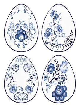 Blue Floral Easter Eggs Illustrazione stock