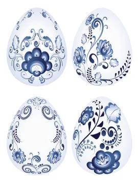 Blue Floral Easter Eggs イラスト素材