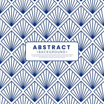 Blue Floral Geometric Pattern Wallpaper. Abstract blue Art deco seamless ba.. Stock Illustration