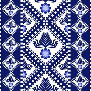Blue Floral Geometric Seamless Pattern Ilustración de archivo