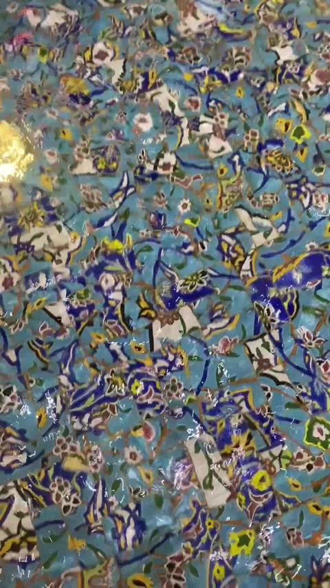 Blue Floral Mosaic Tile Pattern Background Stock Footage 341362019
