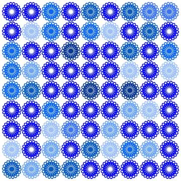Blue Floral Pattern Background with Repeating Circular Designs in Shades of.. Stock Illustration
