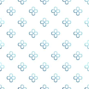 Blue floral pattern repeating on white background Stock Illustration