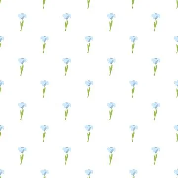 Blue floral pattern repeating on white background Illustrazione stock