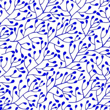 Blue floral seamless pattern. Stock Illustration