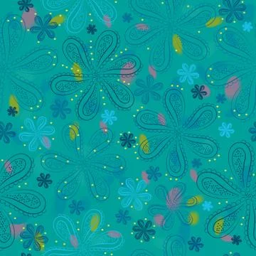 Blue floral seamless pattern Stock Illustration