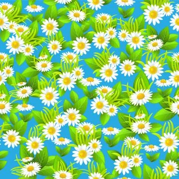 Blue floral seamless pattern summer Stock Illustration