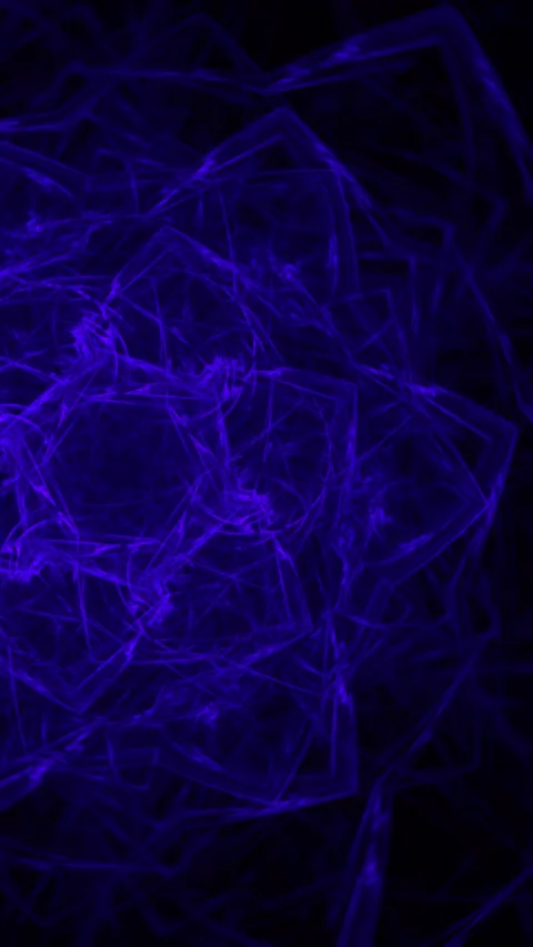 Blue floral swirling pattern of curved waves on black background Stock Footage 340601268