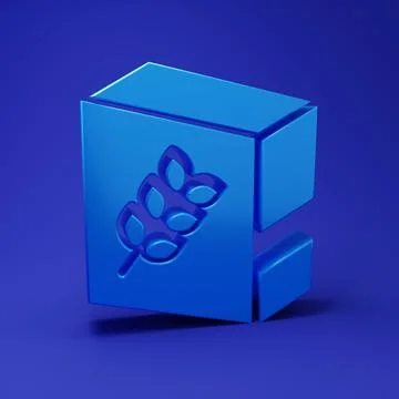 Blue Flour pack icon isolated on blue background. Minimalism concept. 3D re.. Stock Illustration