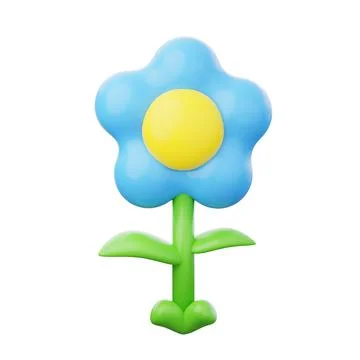 Blue flower 3d render illustration. Stock Illustration