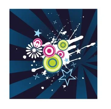 Blue flower and star pattern Illustrazione stock