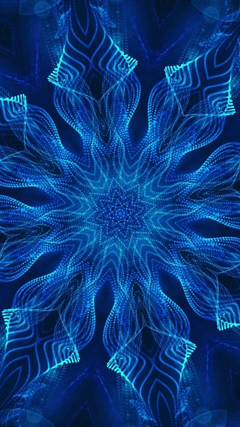 Blue flower with black background and blue center. Kaleidoscope VJ loop Ver.. Stock Footage 313610775