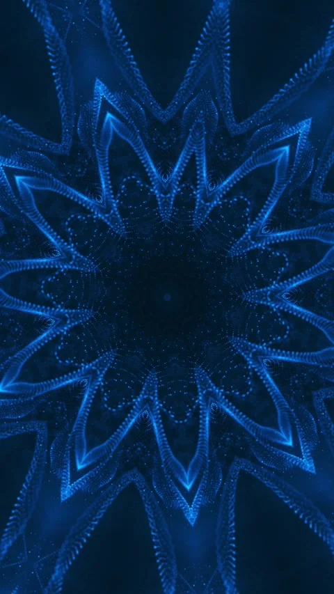 Blue flower with black background and circular design. Kaleidoscope VJ loop.. Stock Footage 313610799