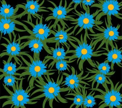 Blue flower on black Stock Illustration