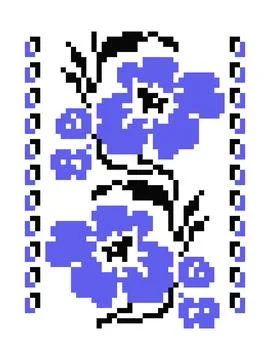 Blue Flower with Border Seamless Pattern Repeat Stockillustratie