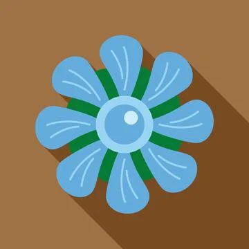 Blue flower flat design with long shadow Stock Illustration